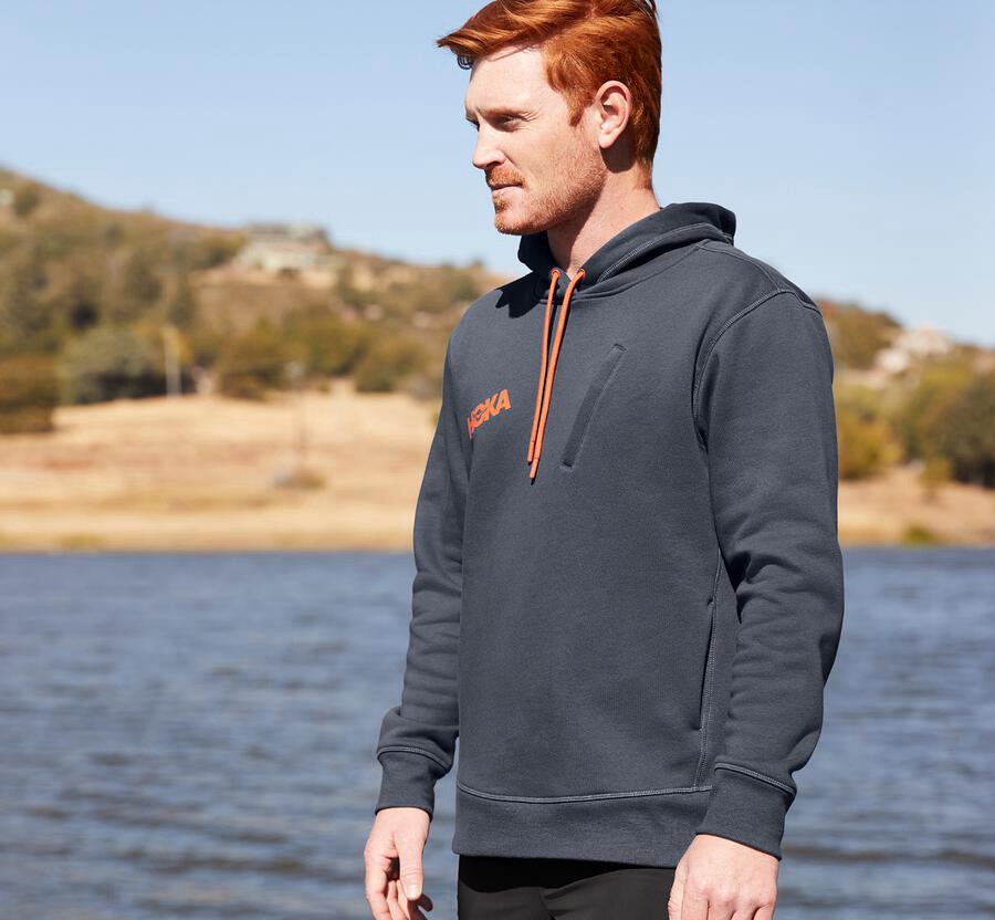 Hoodie Mens - Hoka One One Performance - Blue - MLARYSU-23